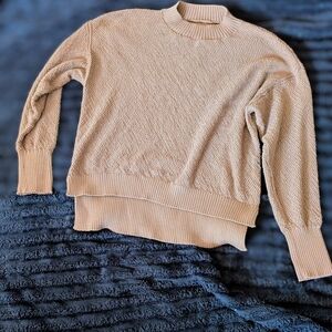 Relaxed Crewneck Textured Sweater in Light Beige